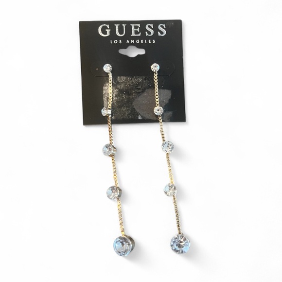 Guess Gold and Silver Crystal Drop Earrings - Picture 1 of 1